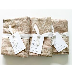 3 Pottery Barn Decorative Pillow Sham Euro Cora Beige Tan 26x26 Floral NWOT
